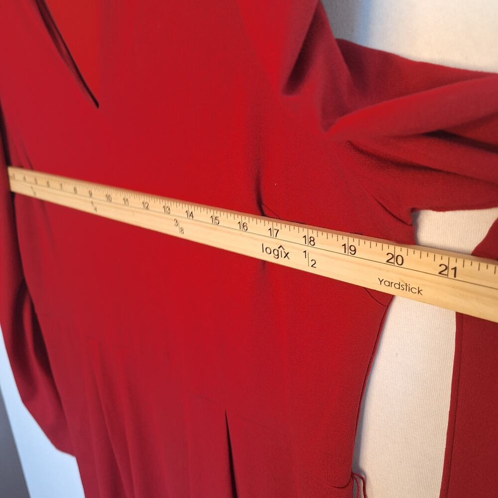 Boden Dress Sz 12 Red Puff Sleeve Modern Classic Jersey Knit Comfy Work Wear